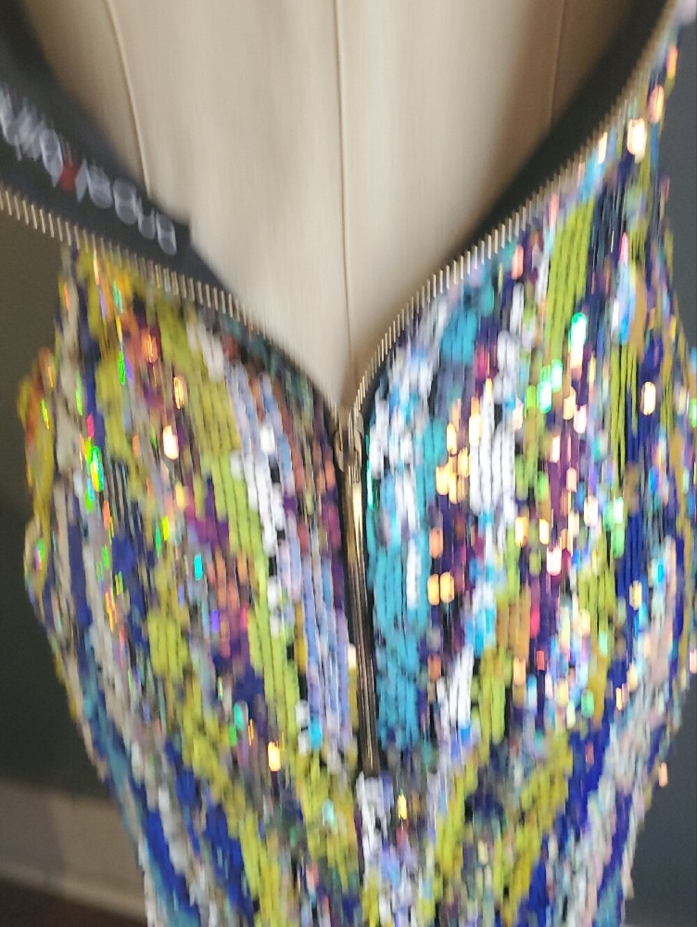 Angel Brinks Multicolor Sequin V-Neck Glitter Sparkle Embellished Dress Size M - Picture 9 of 13